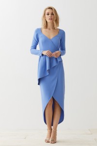 vestido cruzado con peplum azul Adrienne