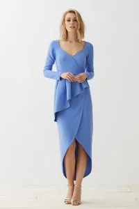 vestido cruzado con peplum azul Adrienne