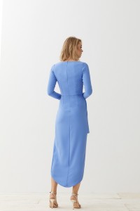 vestido cruzado con peplum azul Adrienne