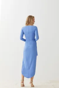 vestido cruzado con peplum azul Adrienne