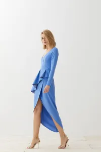 vestido cruzado con peplum azul Adrienne