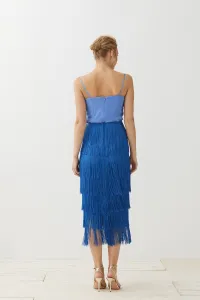 falda de flecos azul elina