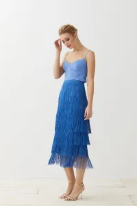 falda de flecos azul elina
