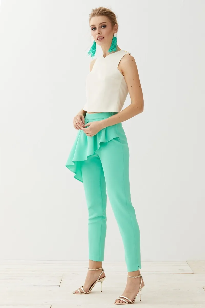 pantalon pitillo aguamarina peplum dione
