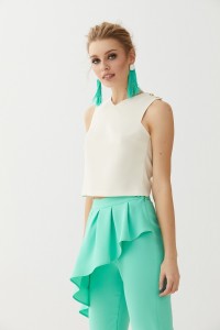 pantalon pitillo aguamarina peplum dione