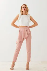 pantalon pitillo rosa peplum dione