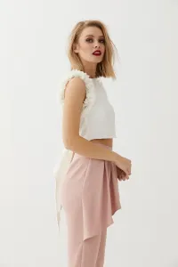 pantalon pitillo rosa peplum dione