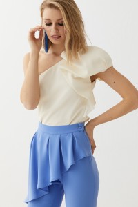 pantalon pitillo azul peplum dione