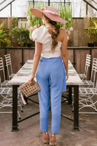 pantalon pitillo azul peplum dione