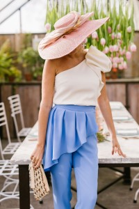 pantalon pitillo azul peplum dione