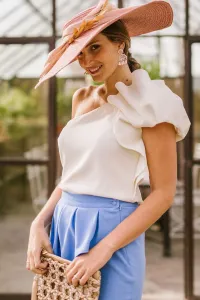top blanco asimetrico abullonado colette