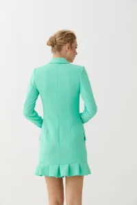 vestido corto esmoquin aguamarina con volante kassia