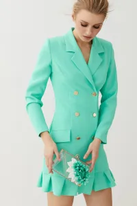 vestido corto esmoquin aguamarina con volante kassia