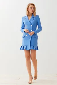 vestido corto esmoquin azul con volante kassia