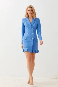 vestido corto esmoquin azul con volante kassia