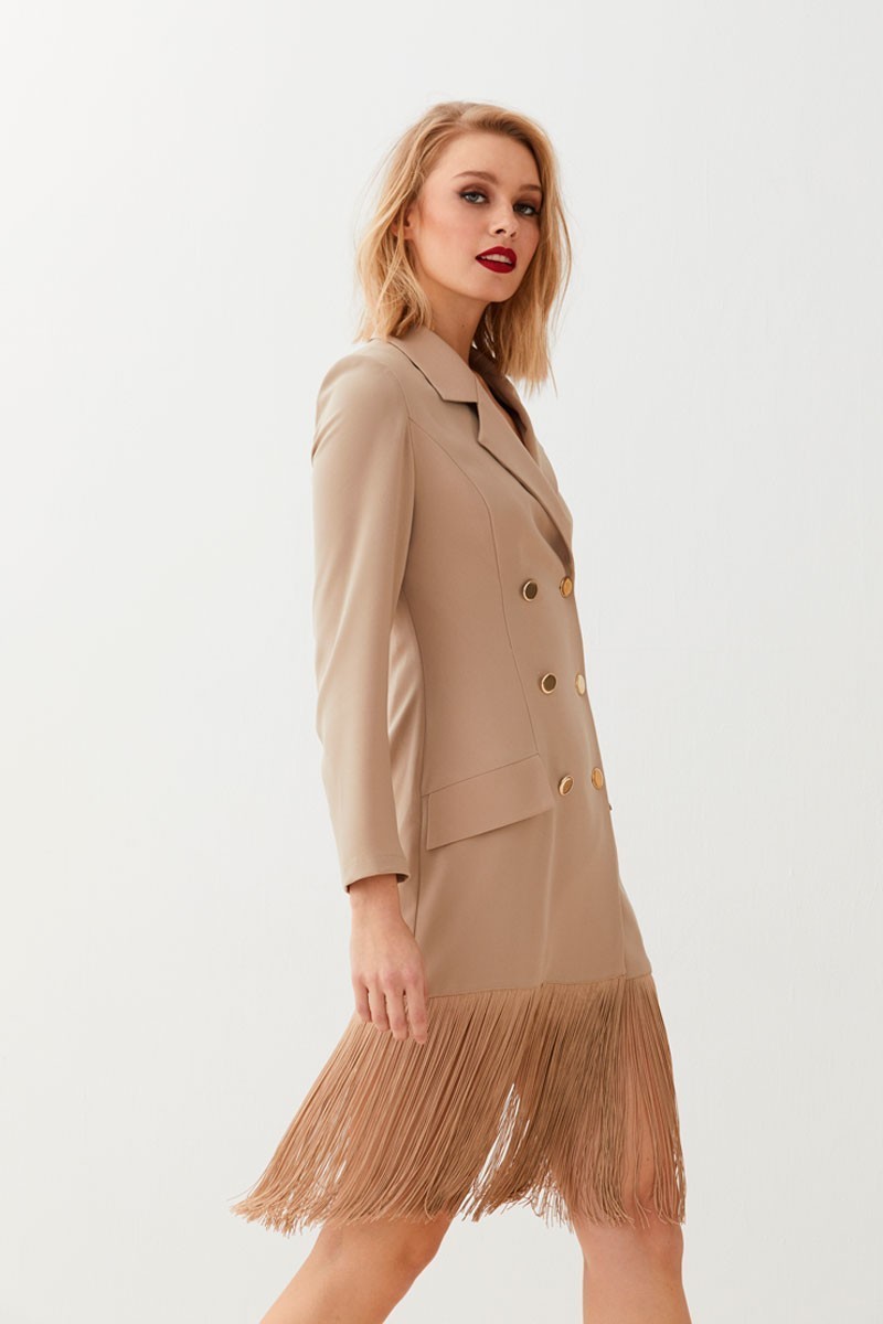 vestido corto esmoquin con flecos sybyl
