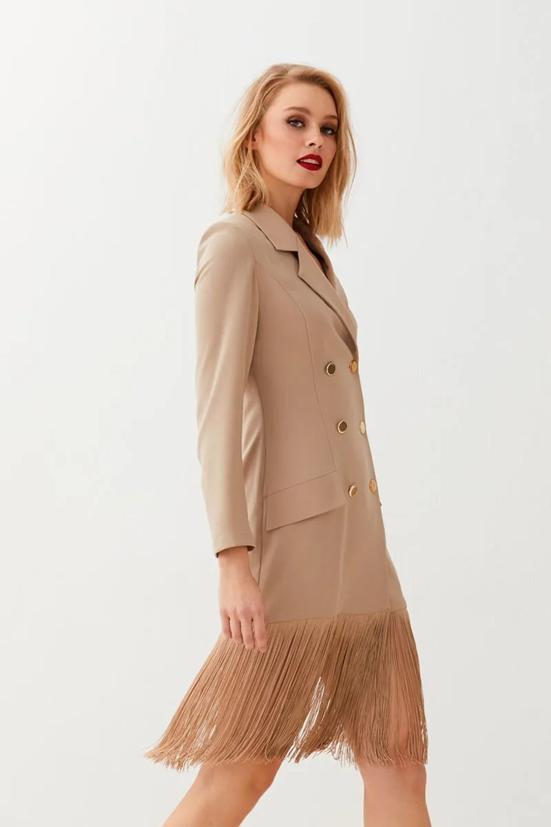 vestido corto esmoquin con flecos sybyl