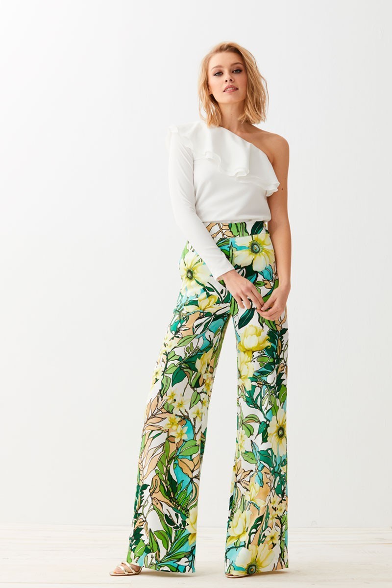 Pantalón palazzo Estampado Verde Alexander
