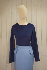 jersey ante azul con pajaro bordado en espalda manga larga