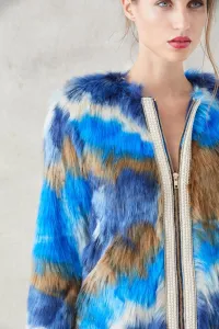 abrigo pelo vison sintetico azul marron beige