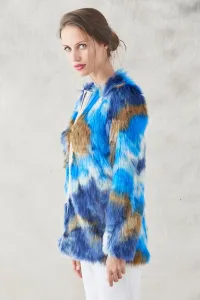 abrigo pelo vison sintetico azul marron beige