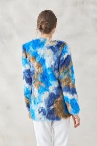 abrigo pelo vison sintetico azul marron beige