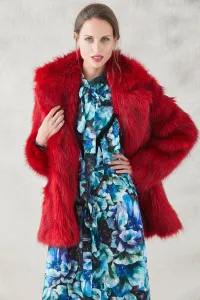 vestido largo camisero crepe devore estampado de flores con volante