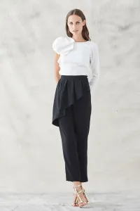 pantalon pitillo negro peplum dolly