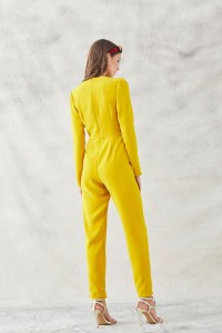mono largo pitillo moztaza peplum manga larga escote pico