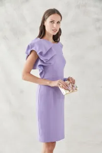 vestido corto lila manga abullonada y manga larga