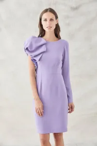 vestido corto lila manga abullonada y manga larga
