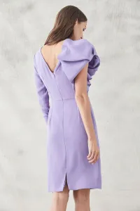 vestido corto lila manga abullonada y manga larga
