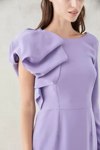vestido corto lila manga abullonada y manga larga