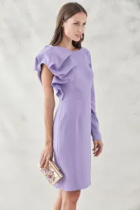 vestido corto lila manga abullonada y manga larga
