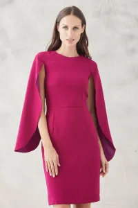 vestido corto mangas capa frambuesa