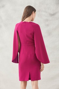 vestido corto mangas capa frambuesa