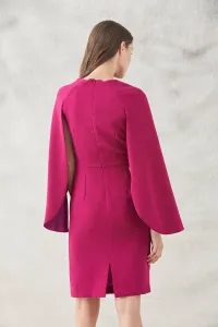 vestido corto mangas capa frambuesa