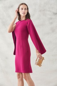 vestido corto mangas capa frambuesa