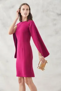 vestido corto mangas capa frambuesa