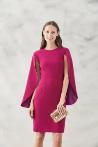 vestido corto mangas capa frambuesa