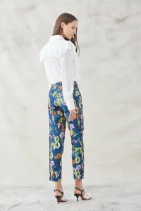 traje chaqueta americana pantalon pitillo estampado con flores de