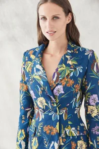 traje chaqueta americana pantalon pitillo estampado con flores de