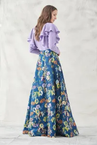 falda larga armada estampada deflores en tejido jacquard