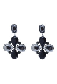 Pendientes piedras facetadas gris y negro brillante con cierre a