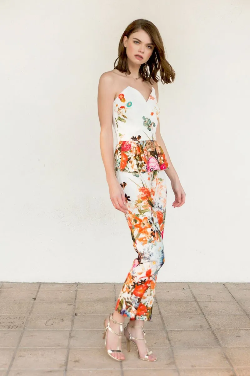 mono largo pitillo crepe saten estampado flores