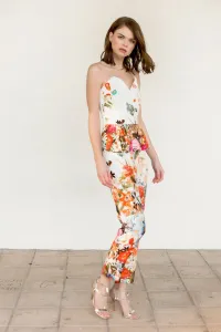mono largo pitillo crepe saten estampado flores