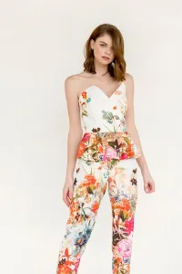 mono largo pitillo crepe saten estampado flores