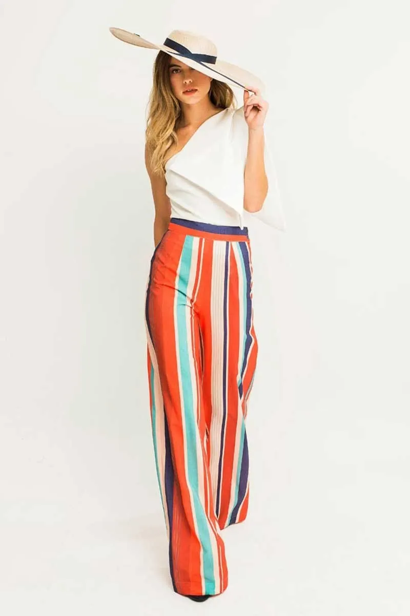 pantalon palazzo crepe rayas colores