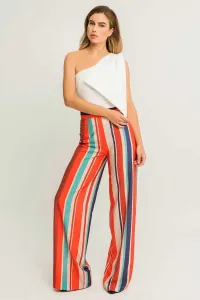 pantalon palazzo crepe rayas colores