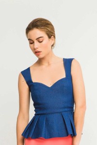 Top tirantes escote corazon peplum vaquero